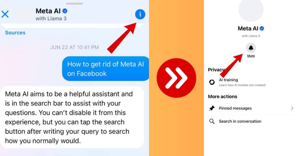 A screenshot of how to get rid of Meta AI on Facebook