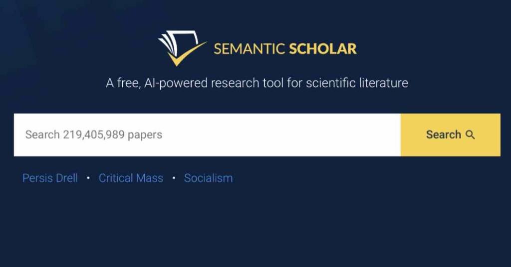 Homepage of Semantic Scholar, the best AI tools for students.