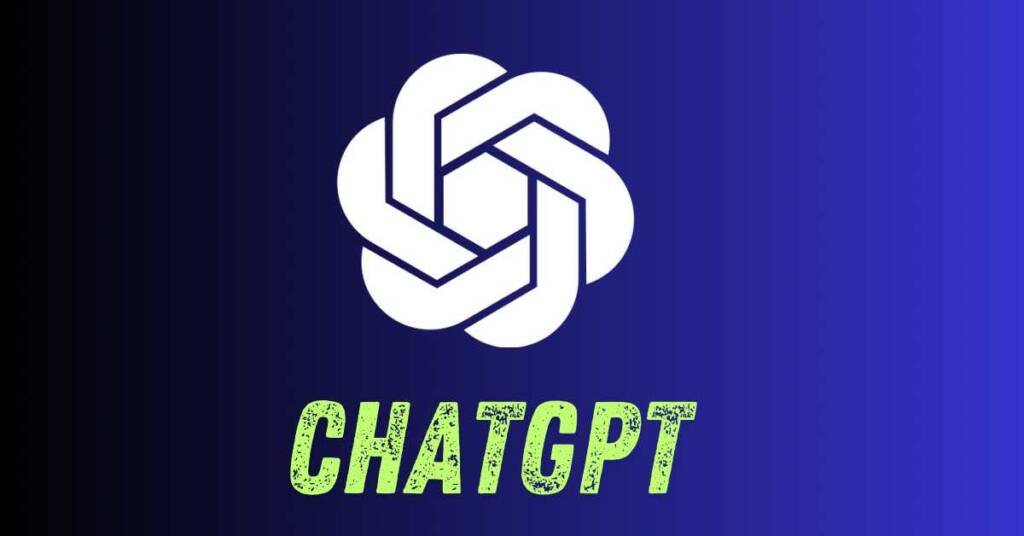 White ChatGPT logo on a blue background