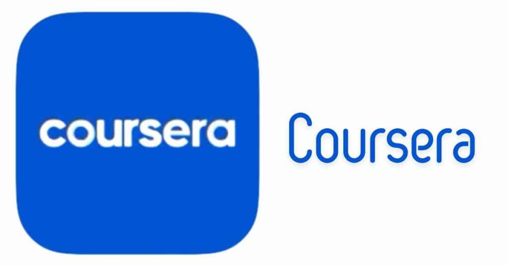 Coursera logo on a white background, featuring the blue Coursera text and icon.